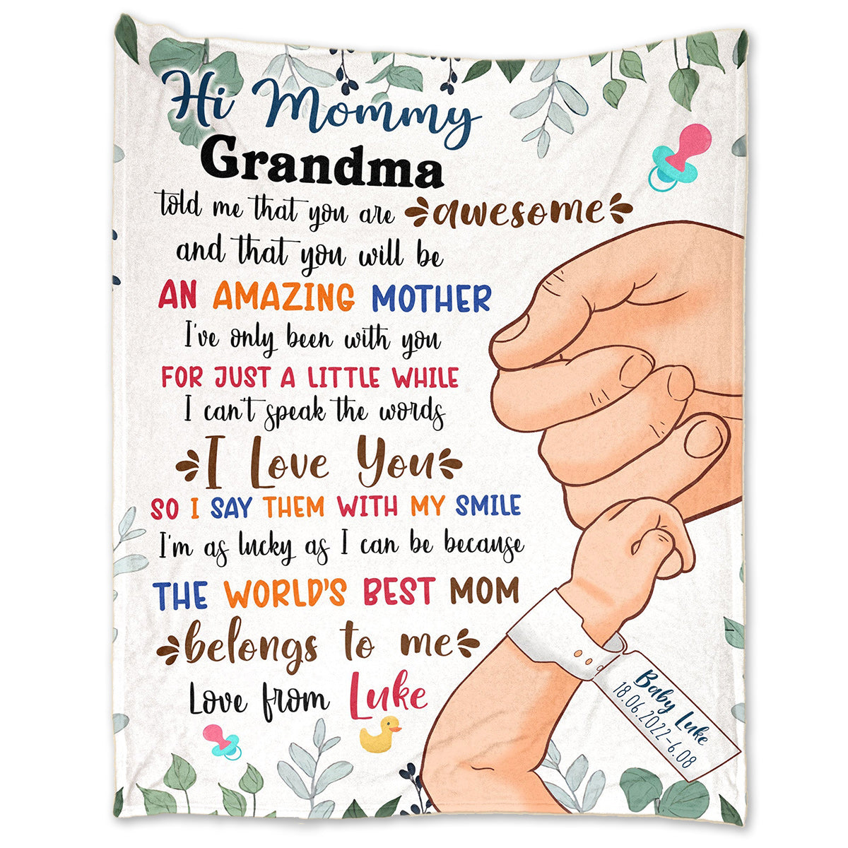 Personalized 'World's Best Mom Belongs To Me' Blanket for Mommy Grandma