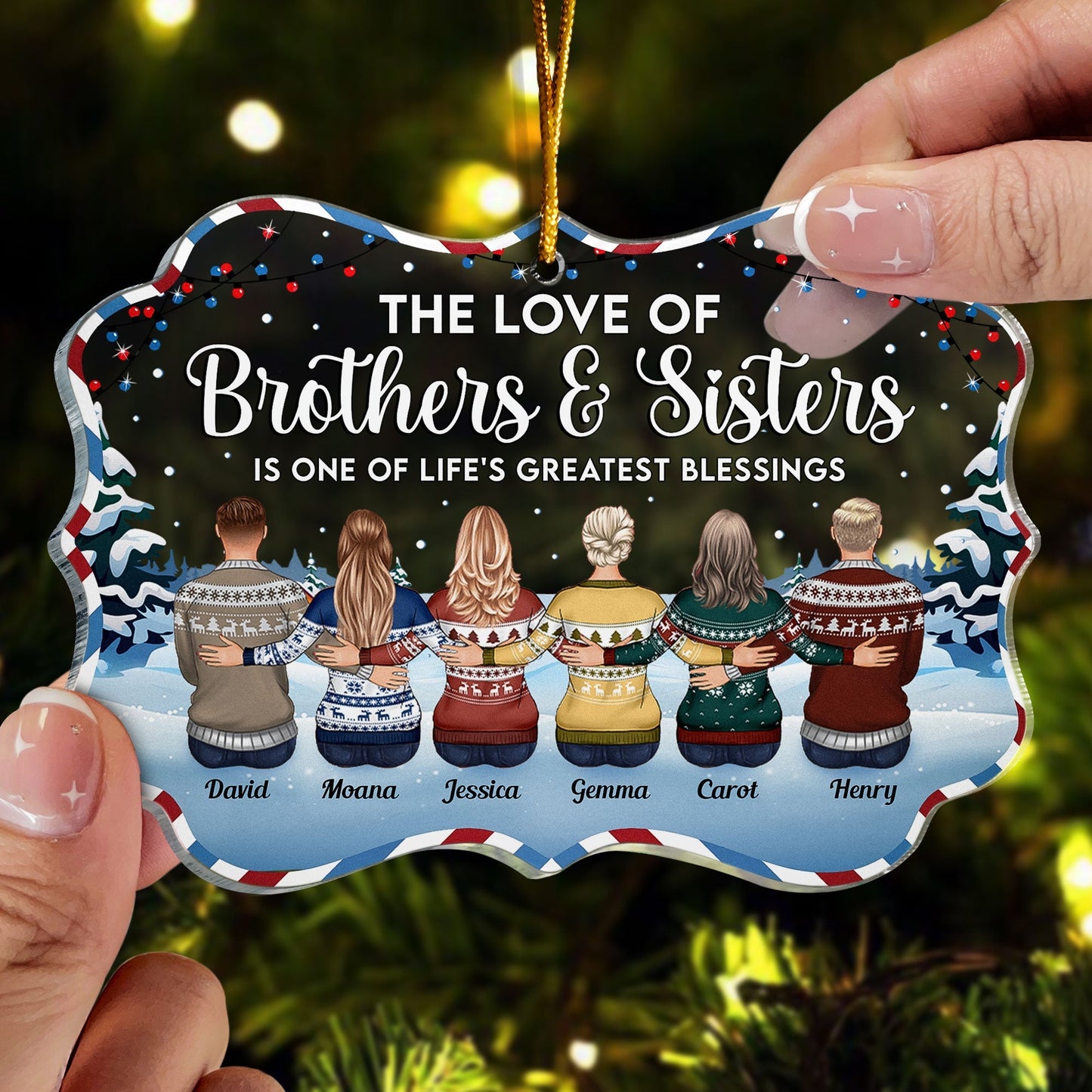 Heartfelt Personalized 'Love of Brothers & Sisters' Christmas Ornament