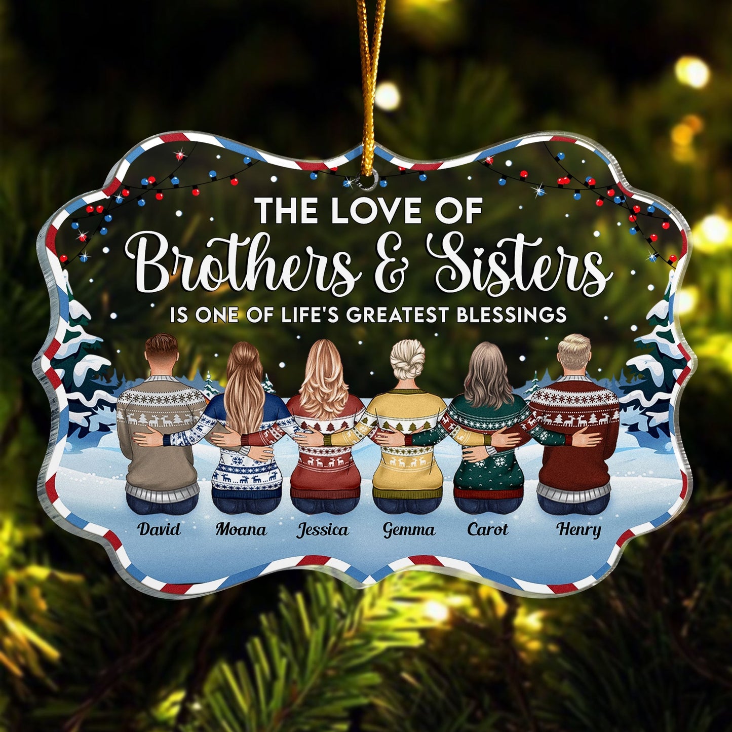 Heartfelt Personalized 'Love of Brothers & Sisters' Christmas Ornament