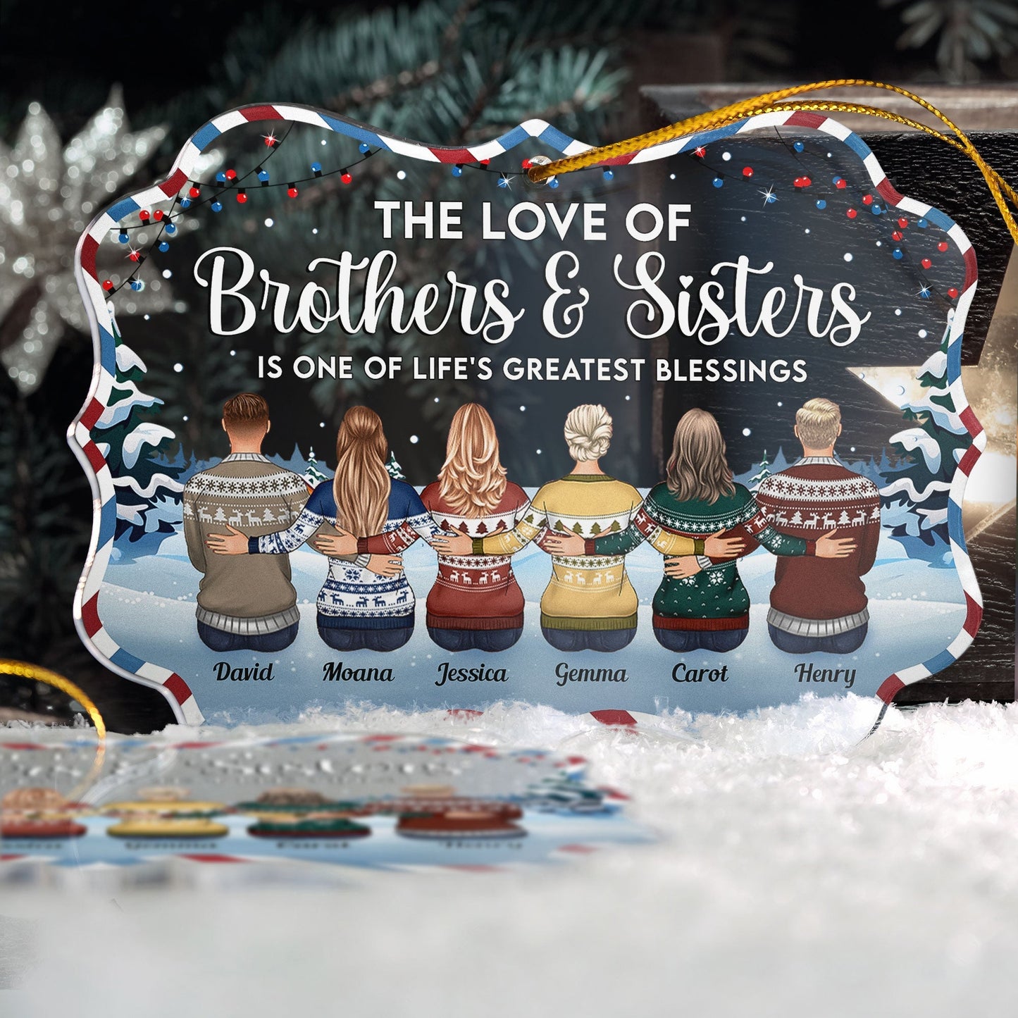 Heartfelt Personalized 'Love of Brothers & Sisters' Christmas Ornament