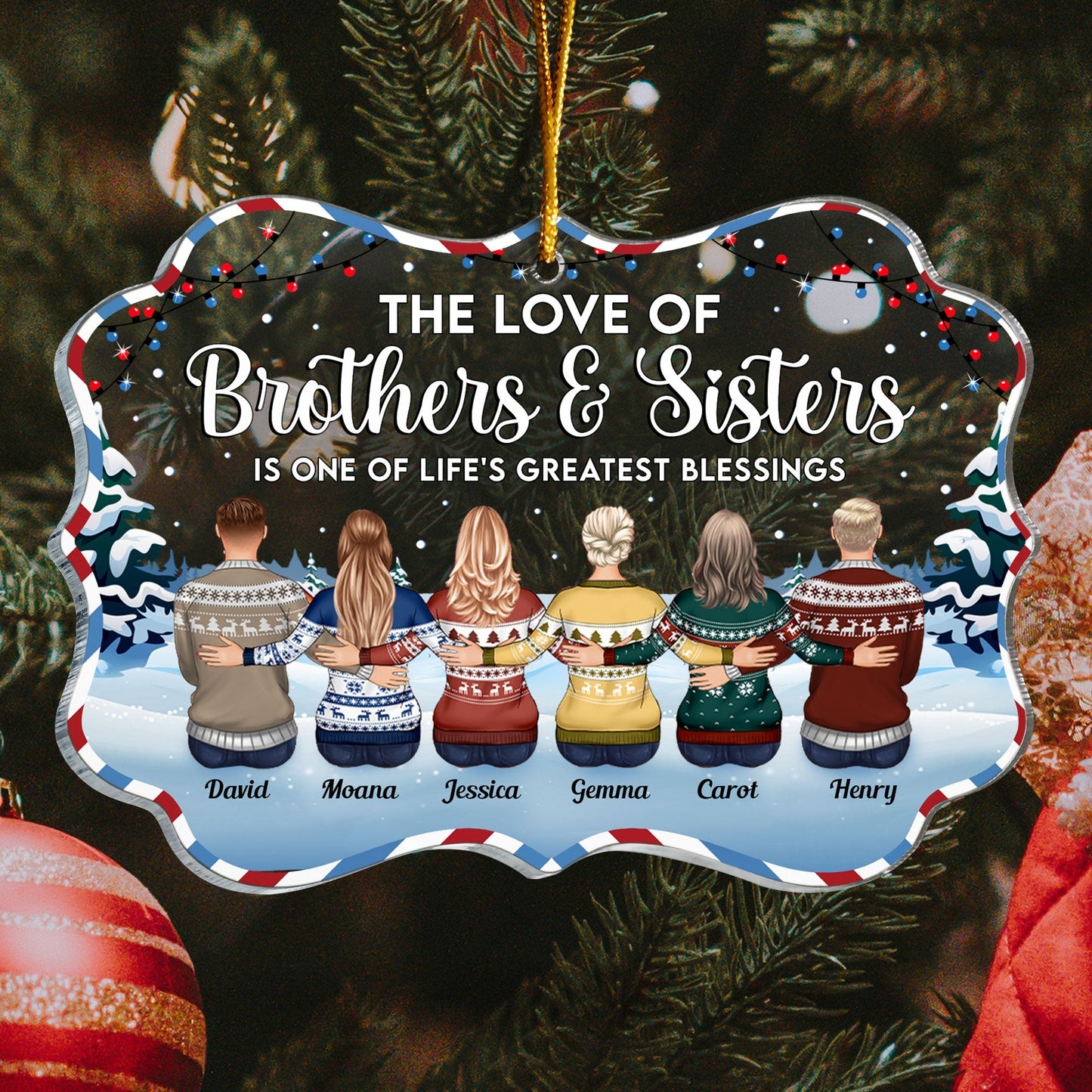 Heartfelt Personalized 'Love of Brothers & Sisters' Christmas Ornament