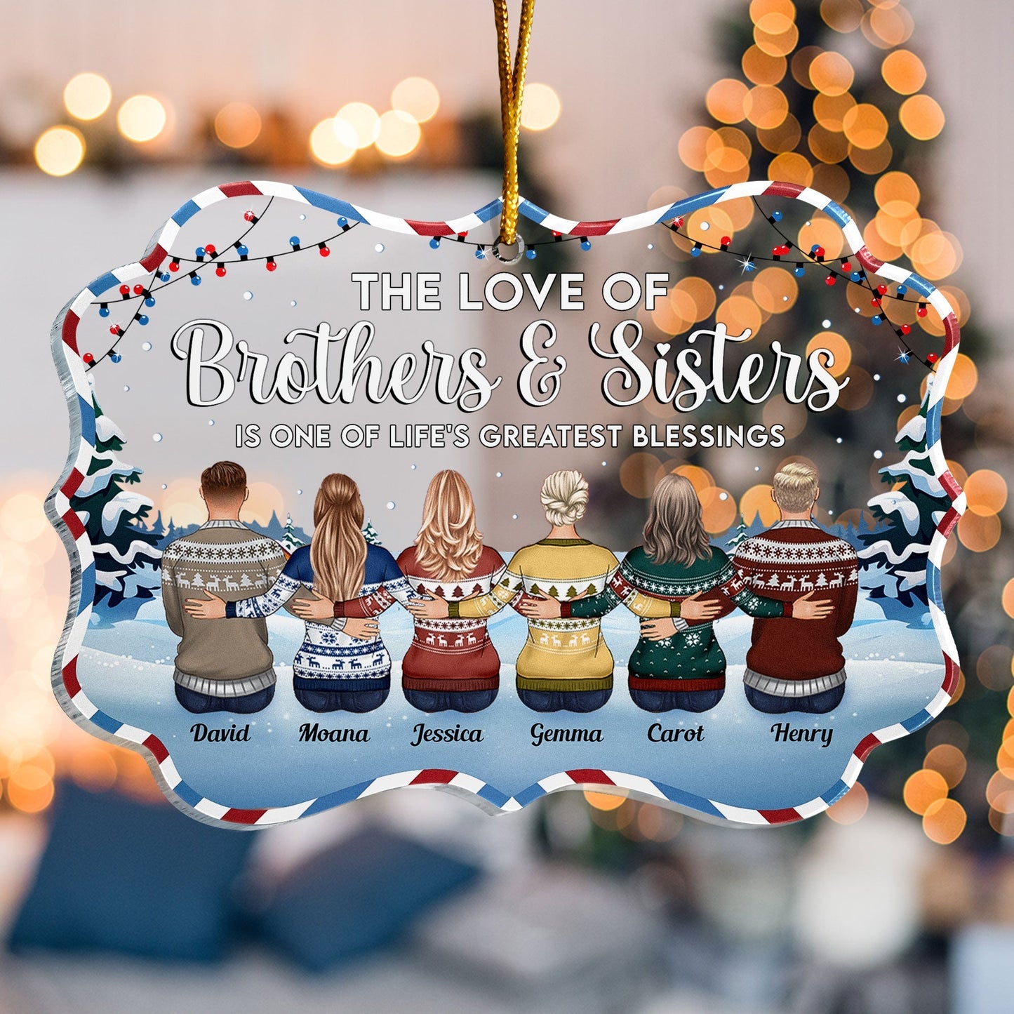 Heartfelt Personalized 'Love of Brothers & Sisters' Christmas Ornament