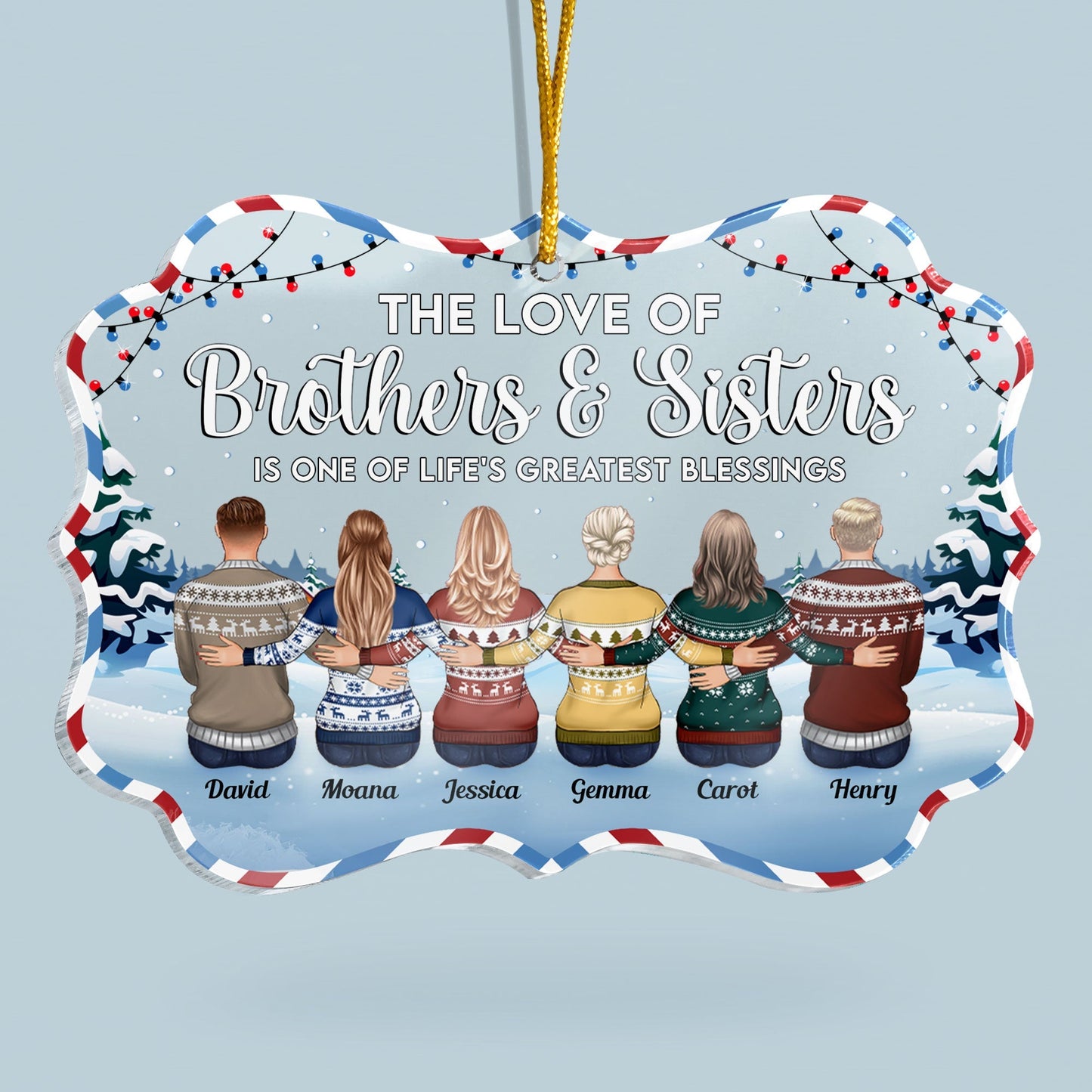 Heartfelt Personalized 'Love of Brothers & Sisters' Christmas Ornament