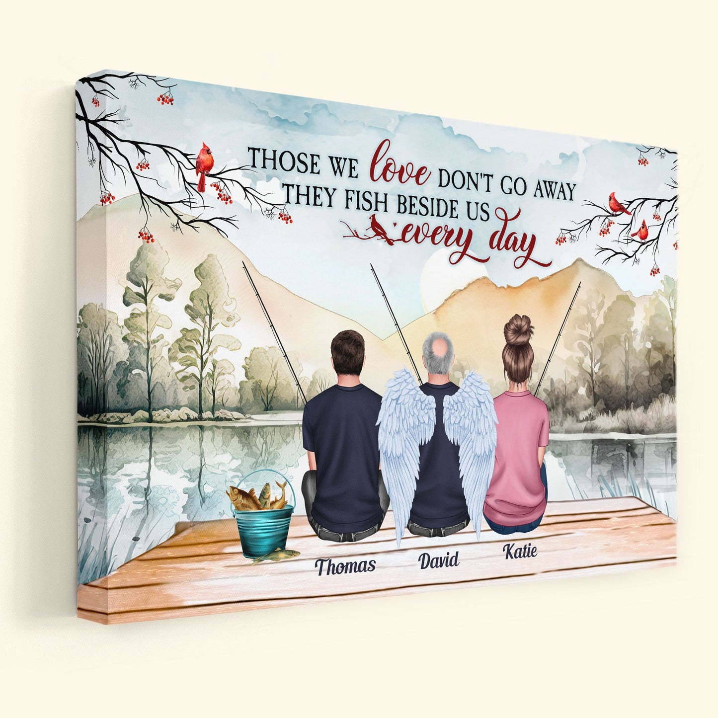 Heartfelt Memorial Canvas: "They Fish Beside Us Every Day" Personalized Gift