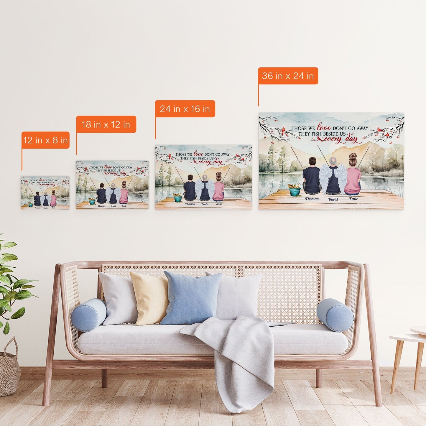 Heartfelt Memorial Canvas: "They Fish Beside Us Every Day" Personalized Gift