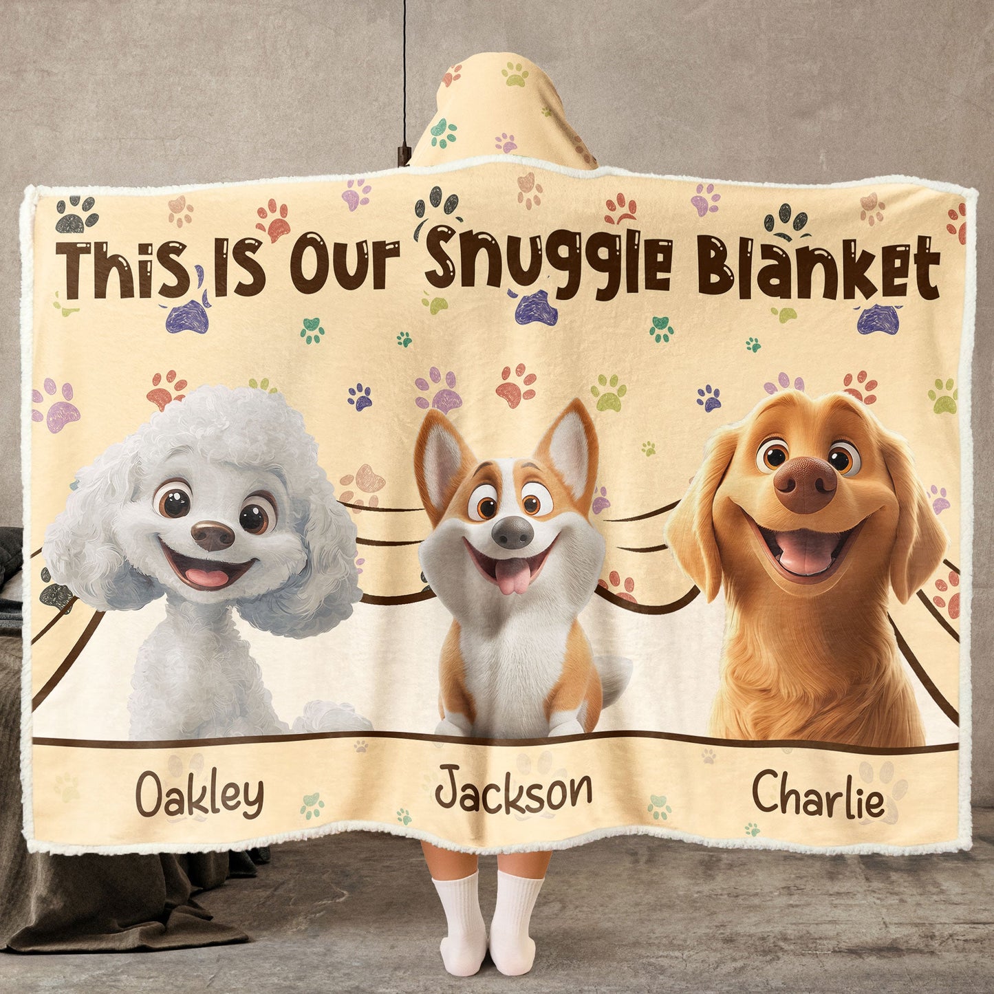 The “Paws & Cuddles” - Personalized Wearable Hoodie Blanket for Dog Lovers