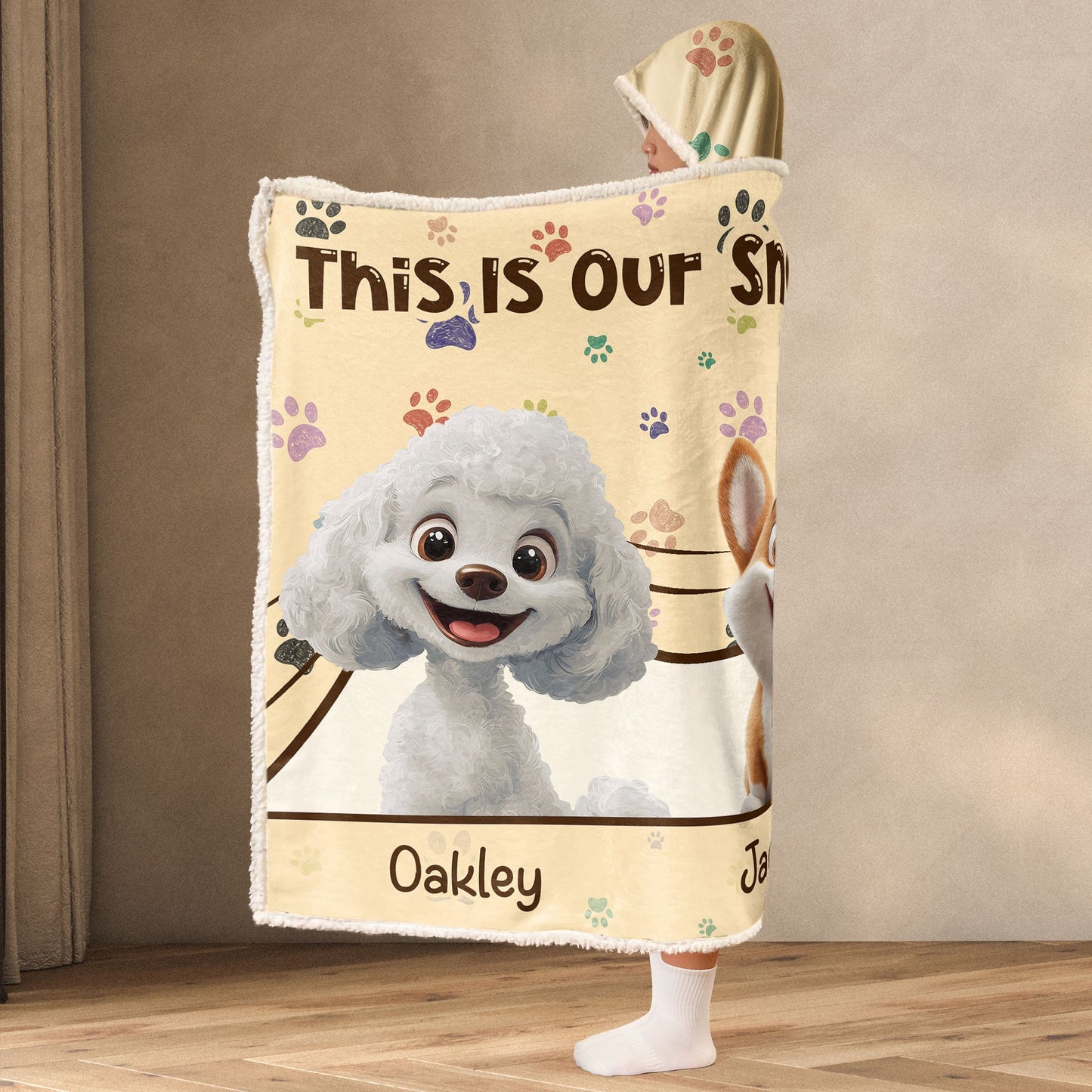 The “Paws & Cuddles” - Personalized Wearable Hoodie Blanket for Dog Lovers