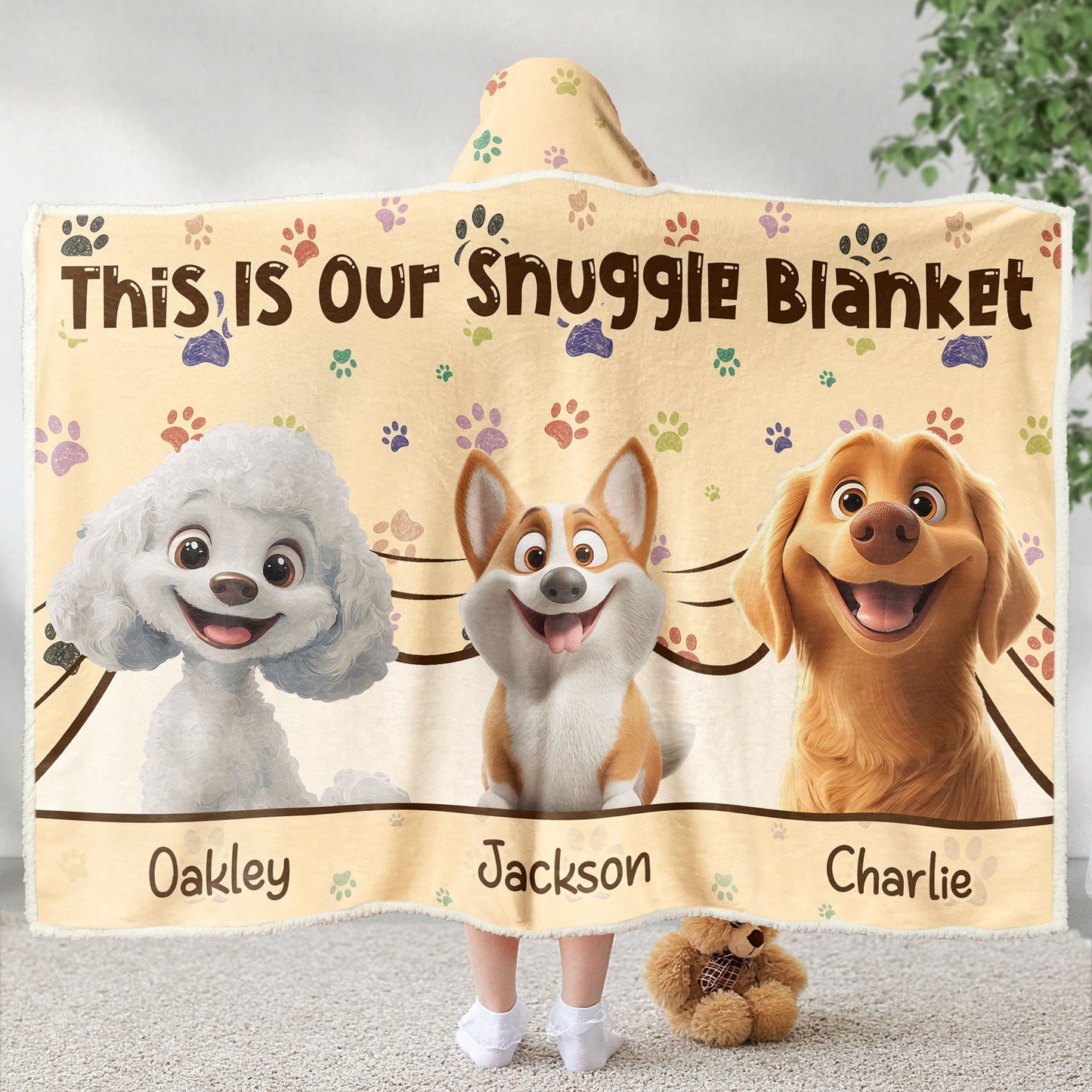 The “Paws & Cuddles” - Personalized Wearable Hoodie Blanket for Dog Lovers