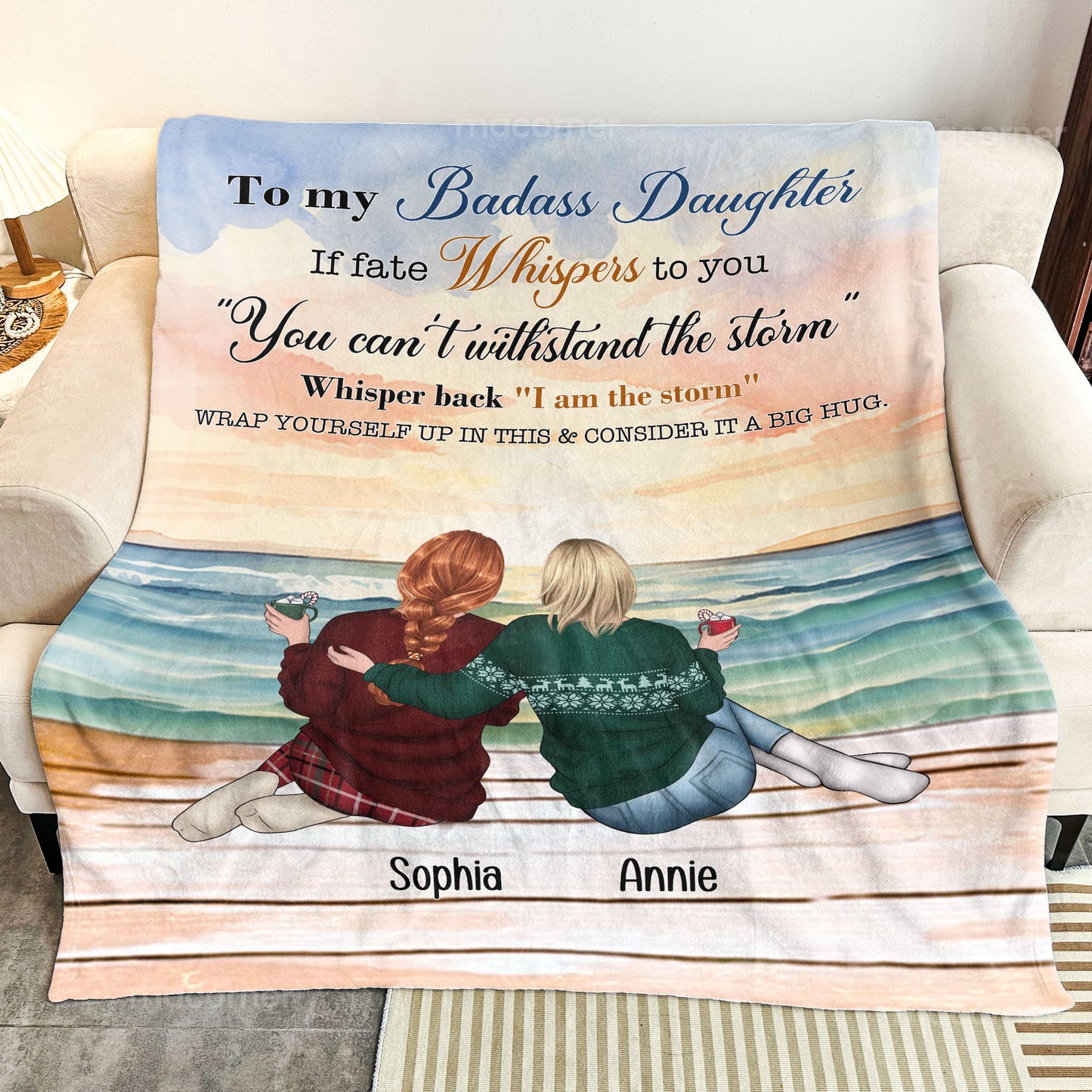 Personalized 'I Am The Storm' Blanket: Empowering Gift for Daughter