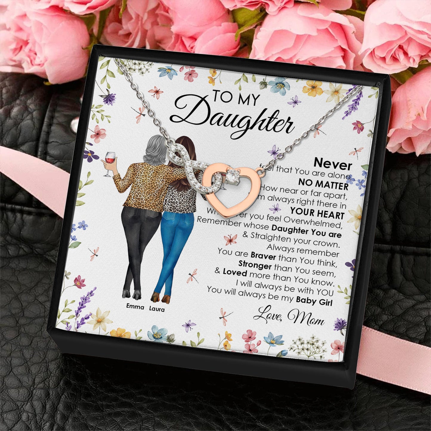 Personalized Daughter Necklace: 'Always My Baby Girl' Infinity Heart