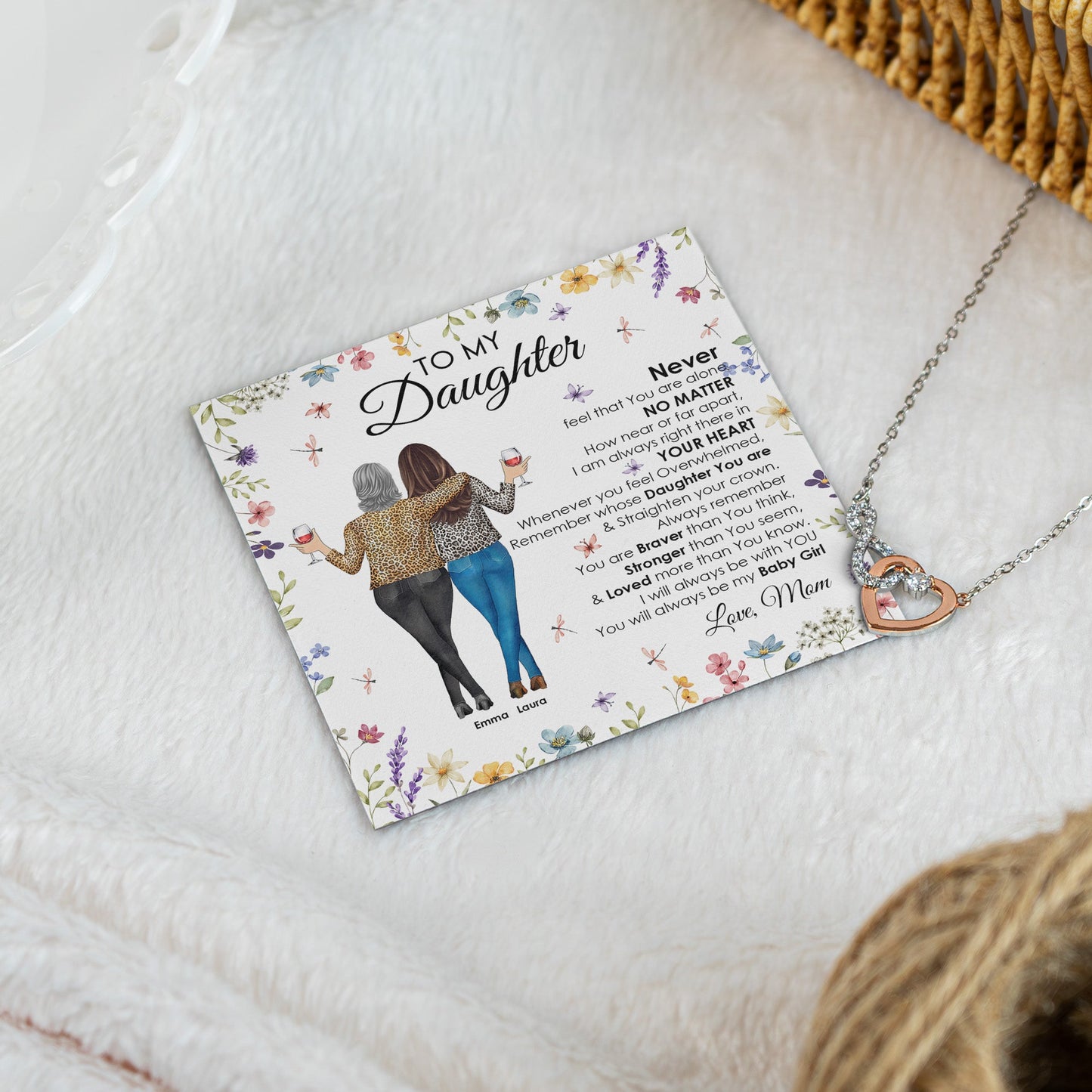 Personalized Daughter Necklace: 'Always My Baby Girl' Infinity Heart