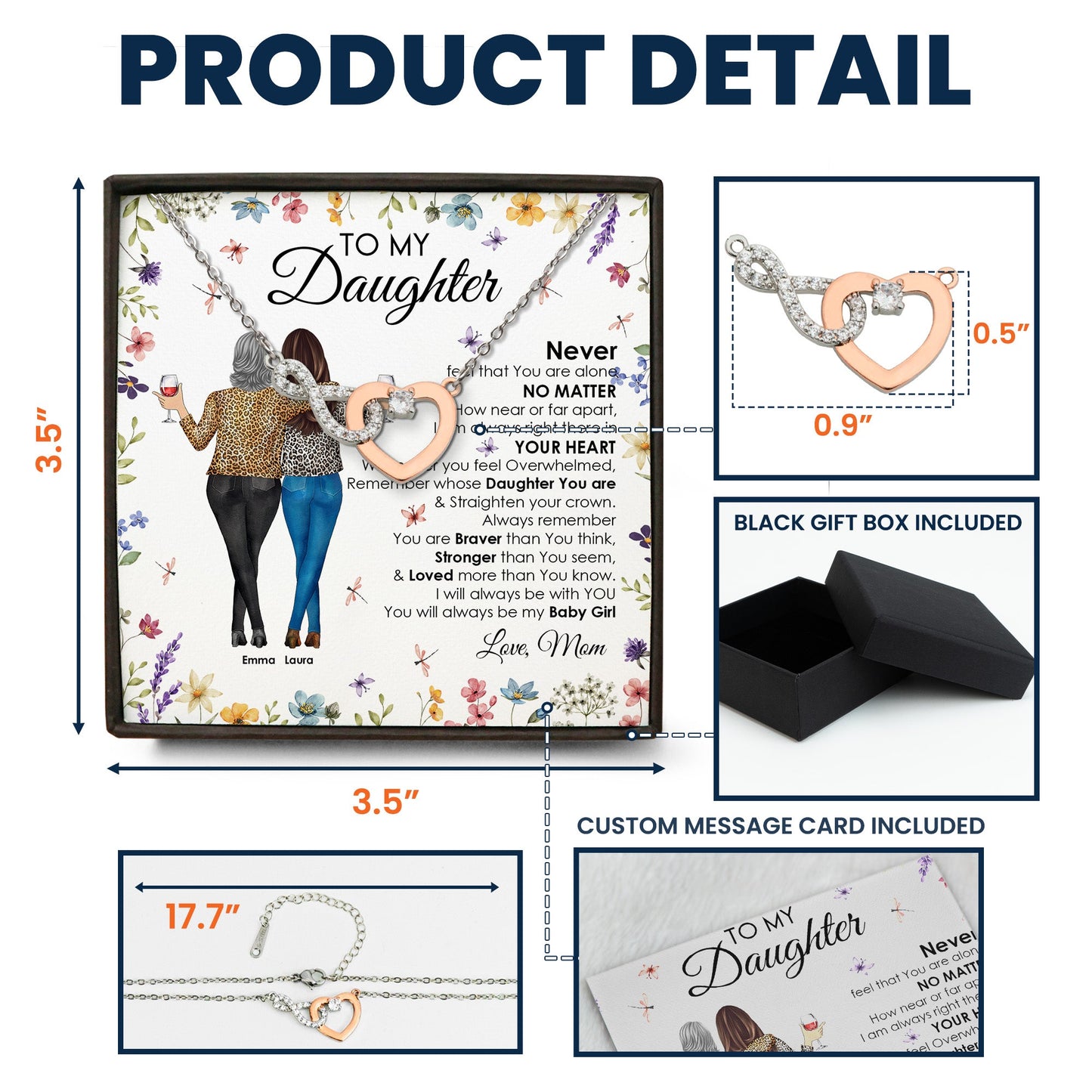 Personalized Daughter Necklace: 'Always My Baby Girl' Infinity Heart