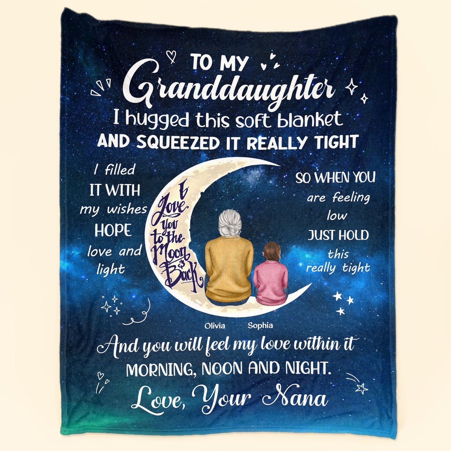 Personalized Grandkid Blanket from Nana: 'Love You To The Moon And Back' Gift