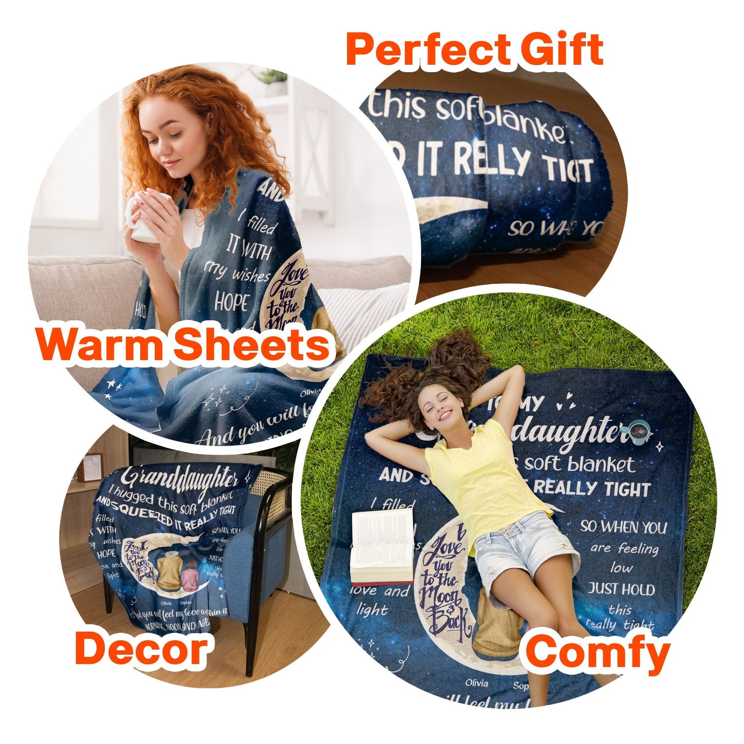 Personalized Grandkid Blanket from Nana: 'Love You To The Moon And Back' Gift