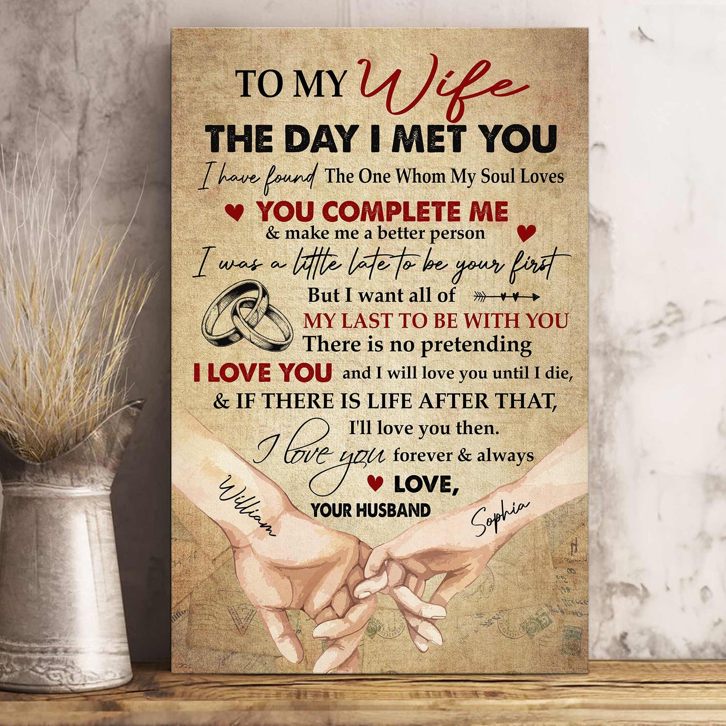 Personalized 'You Complete Me' Canvas | Heartfelt Gift for Wife - Anniversary & Valentine's