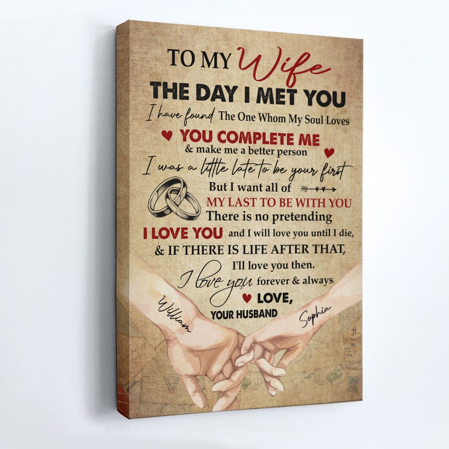Personalized 'You Complete Me' Canvas | Heartfelt Gift for Wife - Anniversary & Valentine's