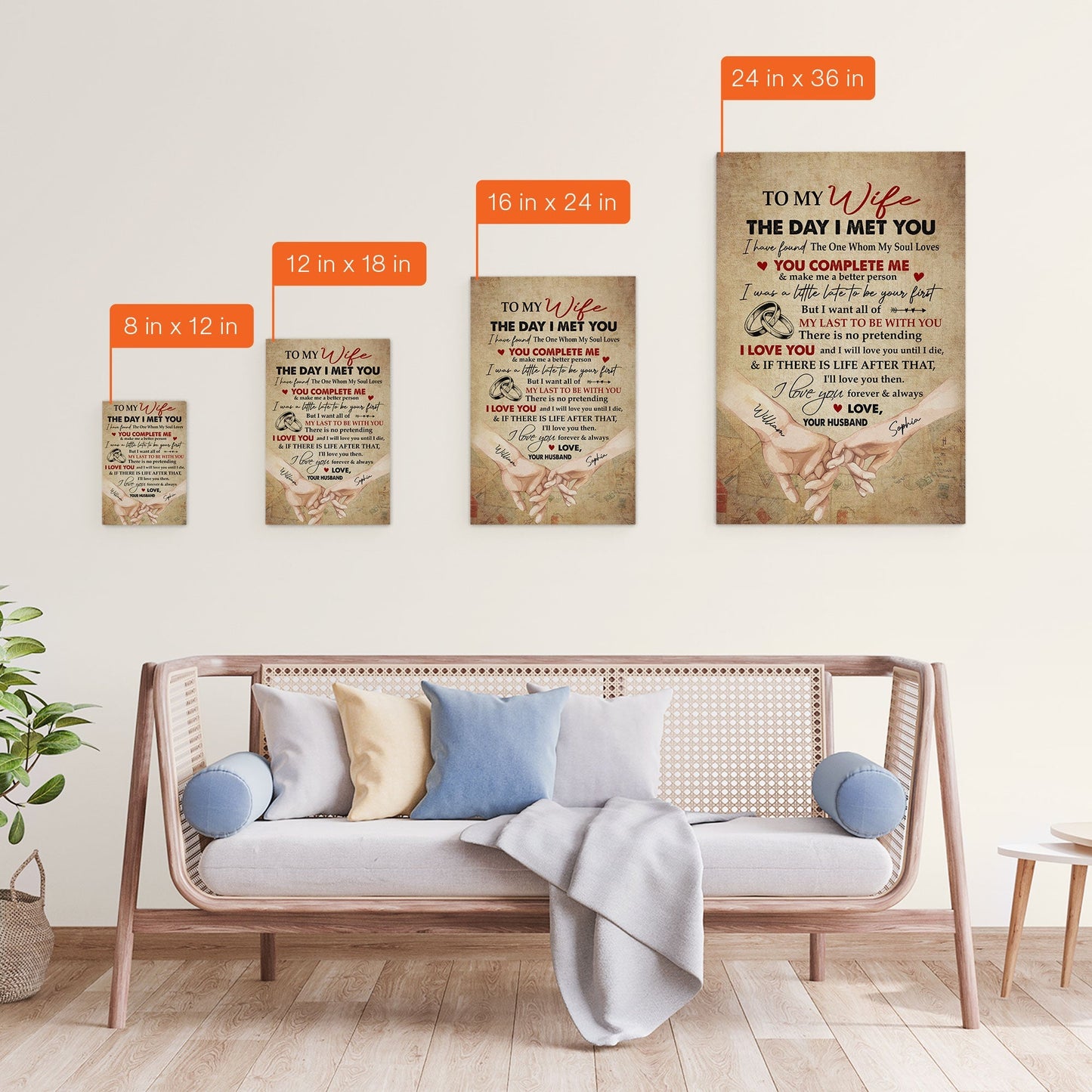 Personalized 'You Complete Me' Canvas | Heartfelt Gift for Wife - Anniversary & Valentine's