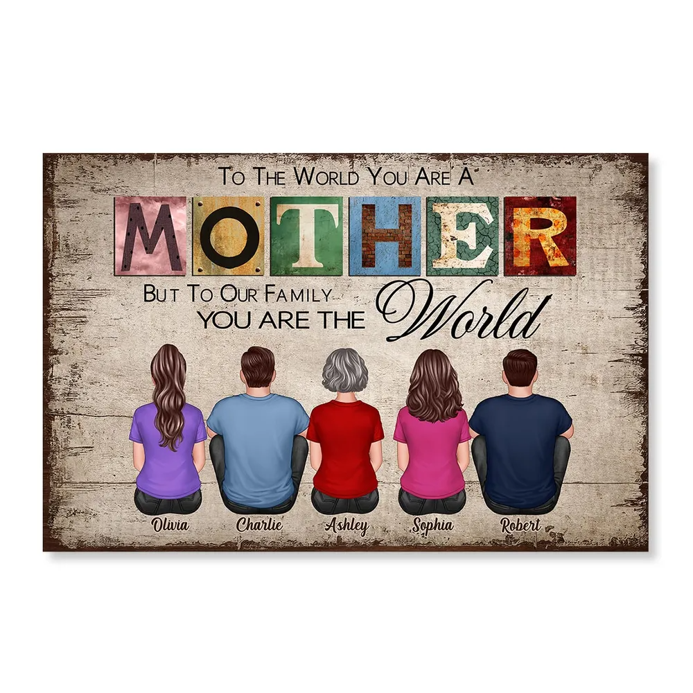 Heartfelt Personalized 'You Are The World' Family Canvas Gift for Mom