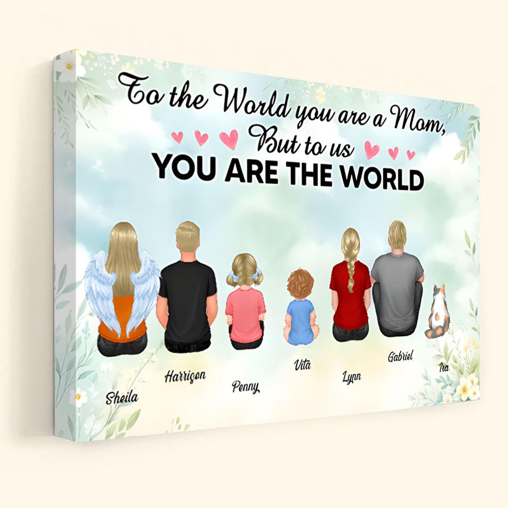 Personalized Family Canvas Gift for Mom: 'You Are The World'