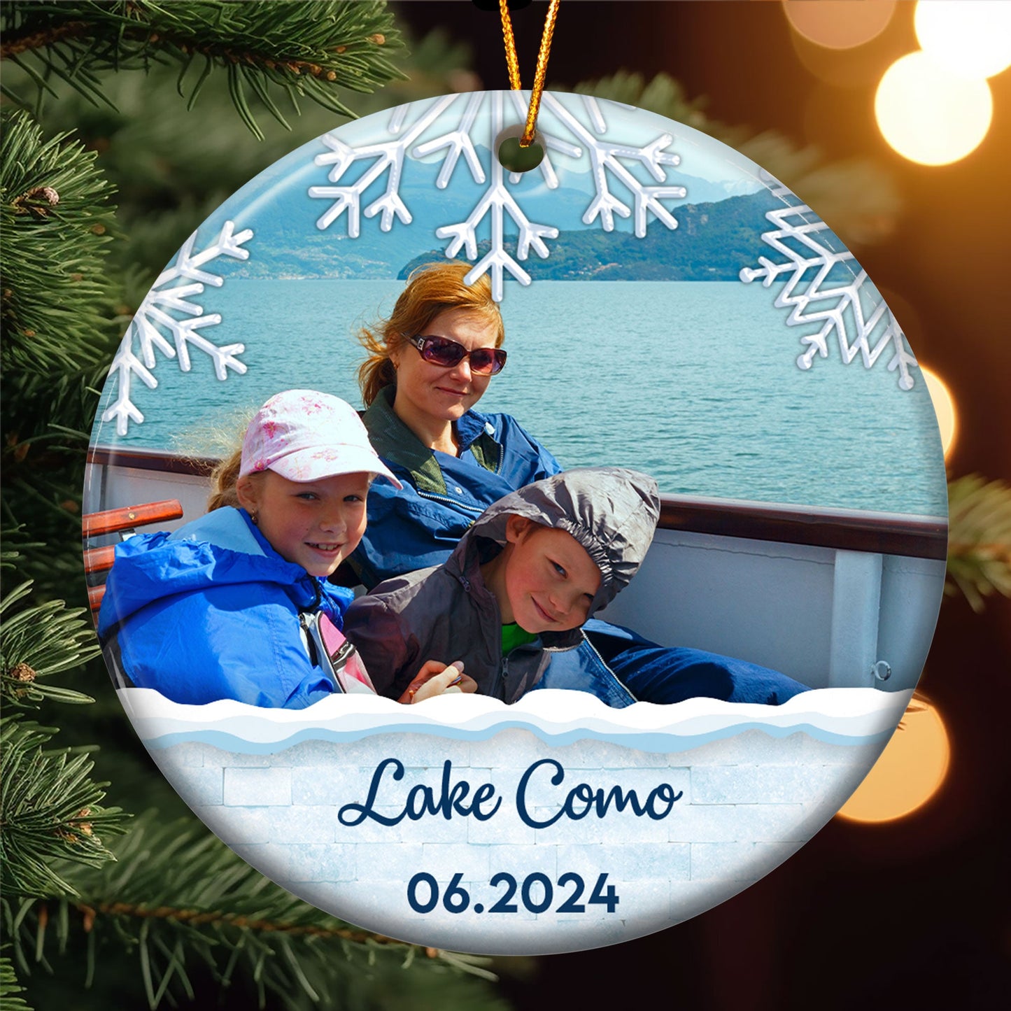 Personalized Photo & Location Ceramic Ornament - Cherished Travel Memory