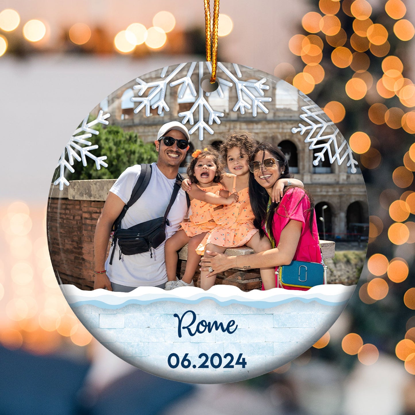 Personalized Photo & Location Ceramic Ornament - Cherished Travel Memory