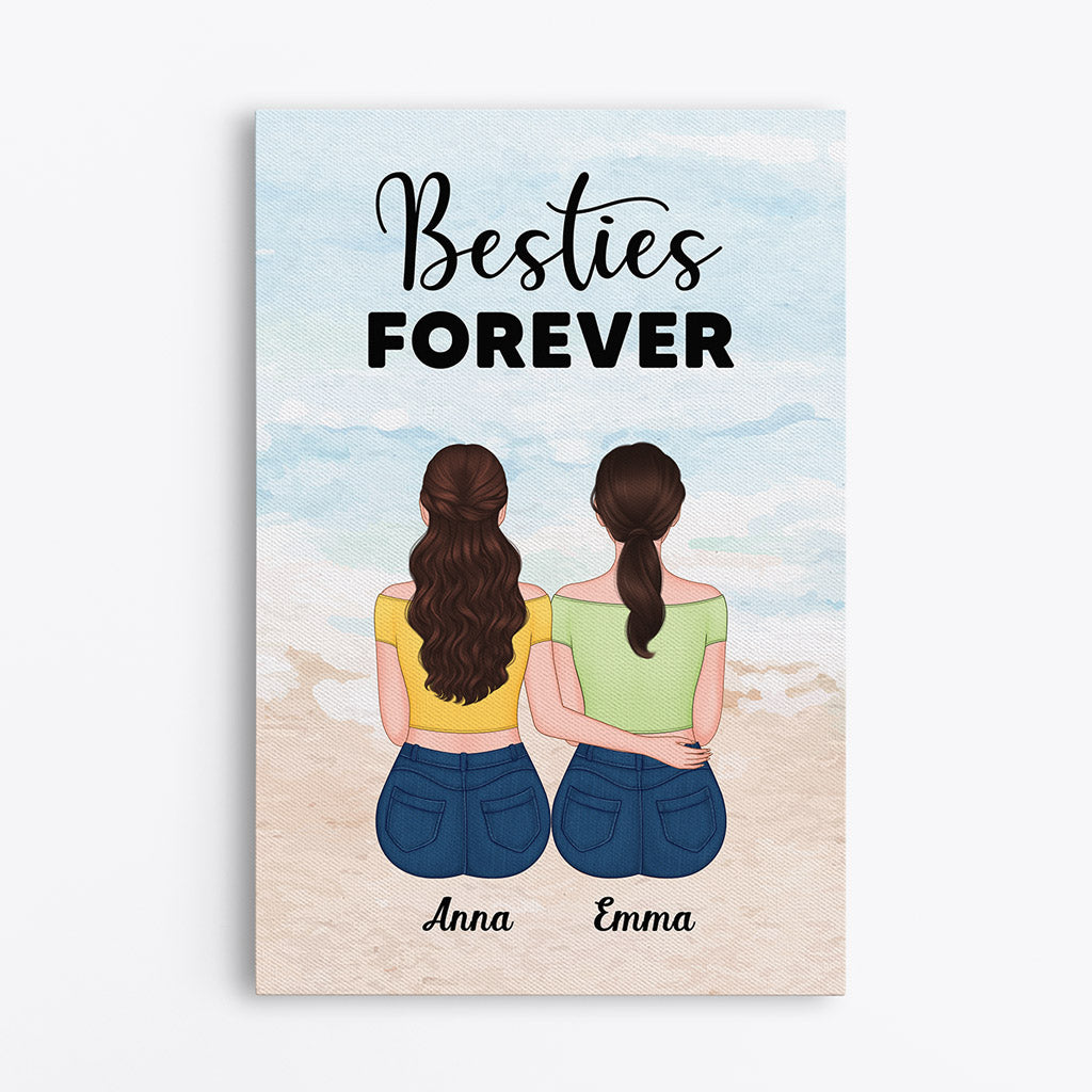 Custom Besties FOREVER Canvas Art for Best Friends - Personalized Wall Decor