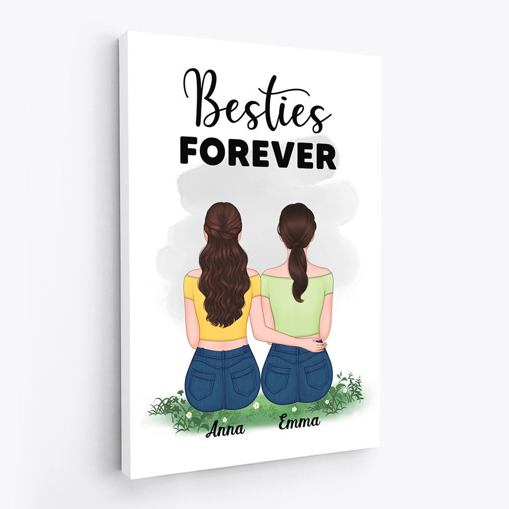 Custom Besties FOREVER Canvas Art for Best Friends - Personalized Wall Decor