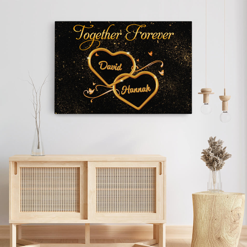 Heartfelt 'Together Forever' Personalized Canvas Wall Art for Couples