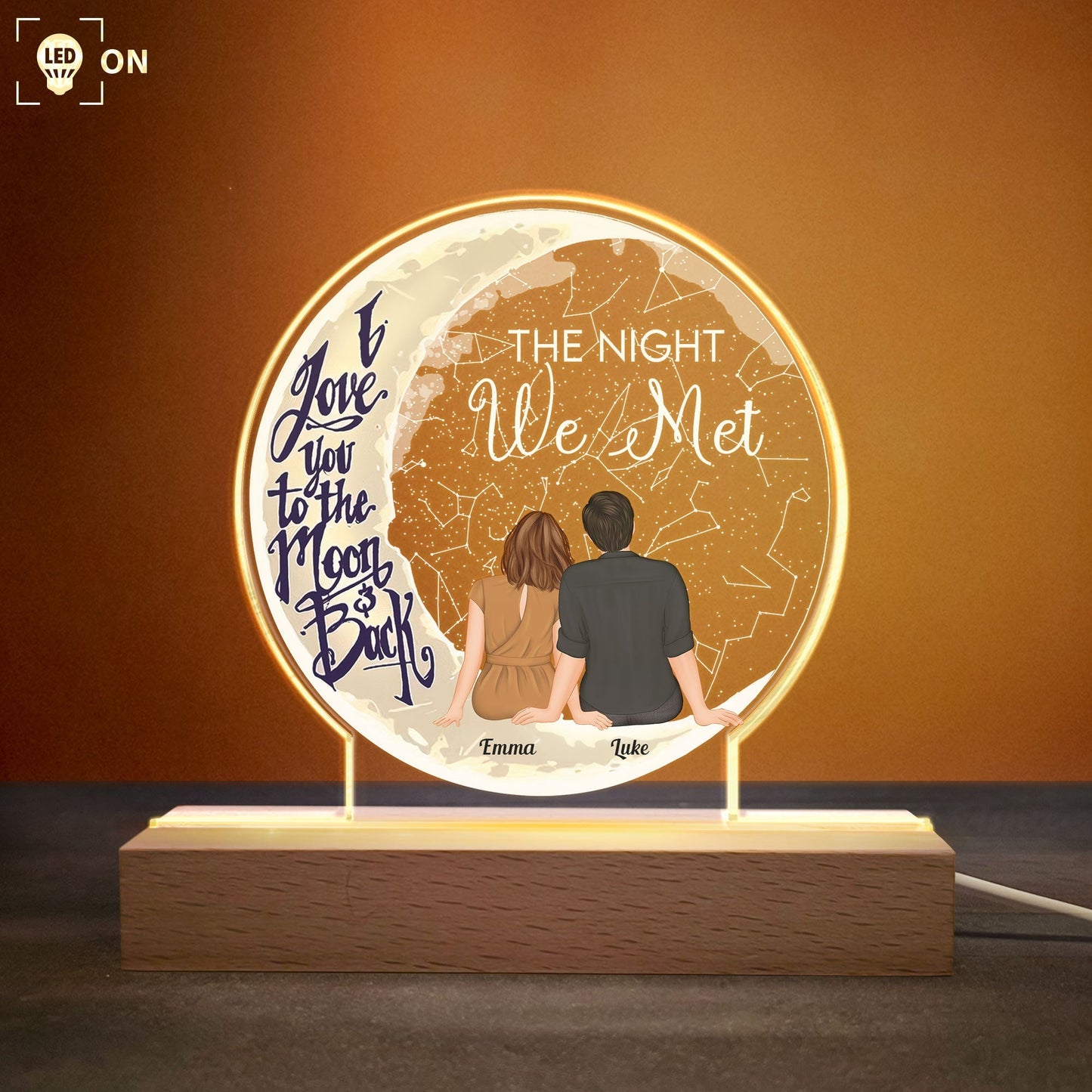 Personalized 'The Night We Met' LED Light - Romantic Star Map Gift for Couples