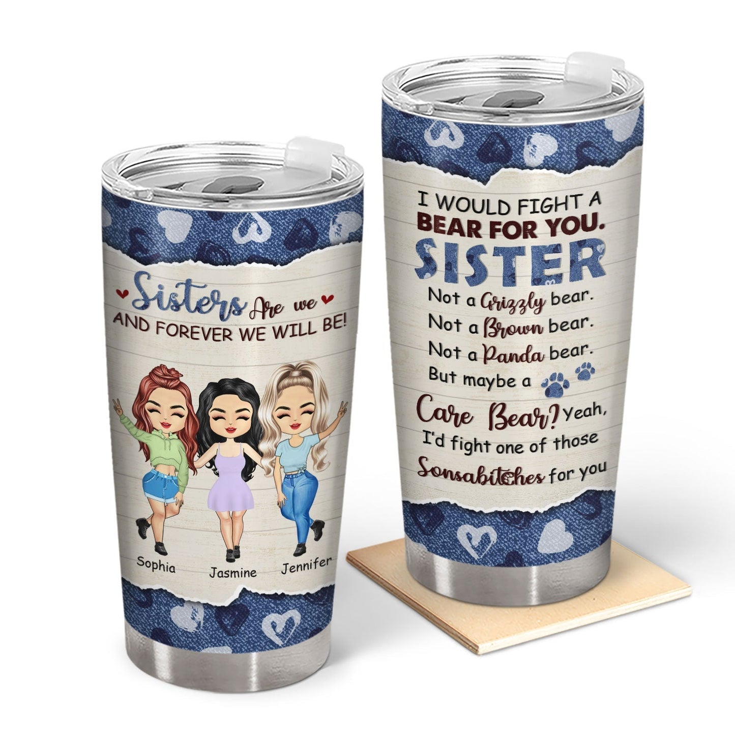 I’d Fight A Bear For You - Personalized Custom Tumbler