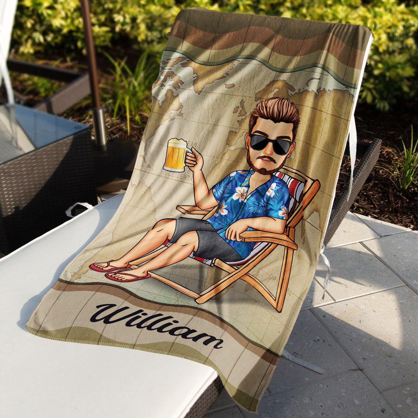 Personalized Beach Towel: Custom Cartoon Characters for Best Friends & Family
