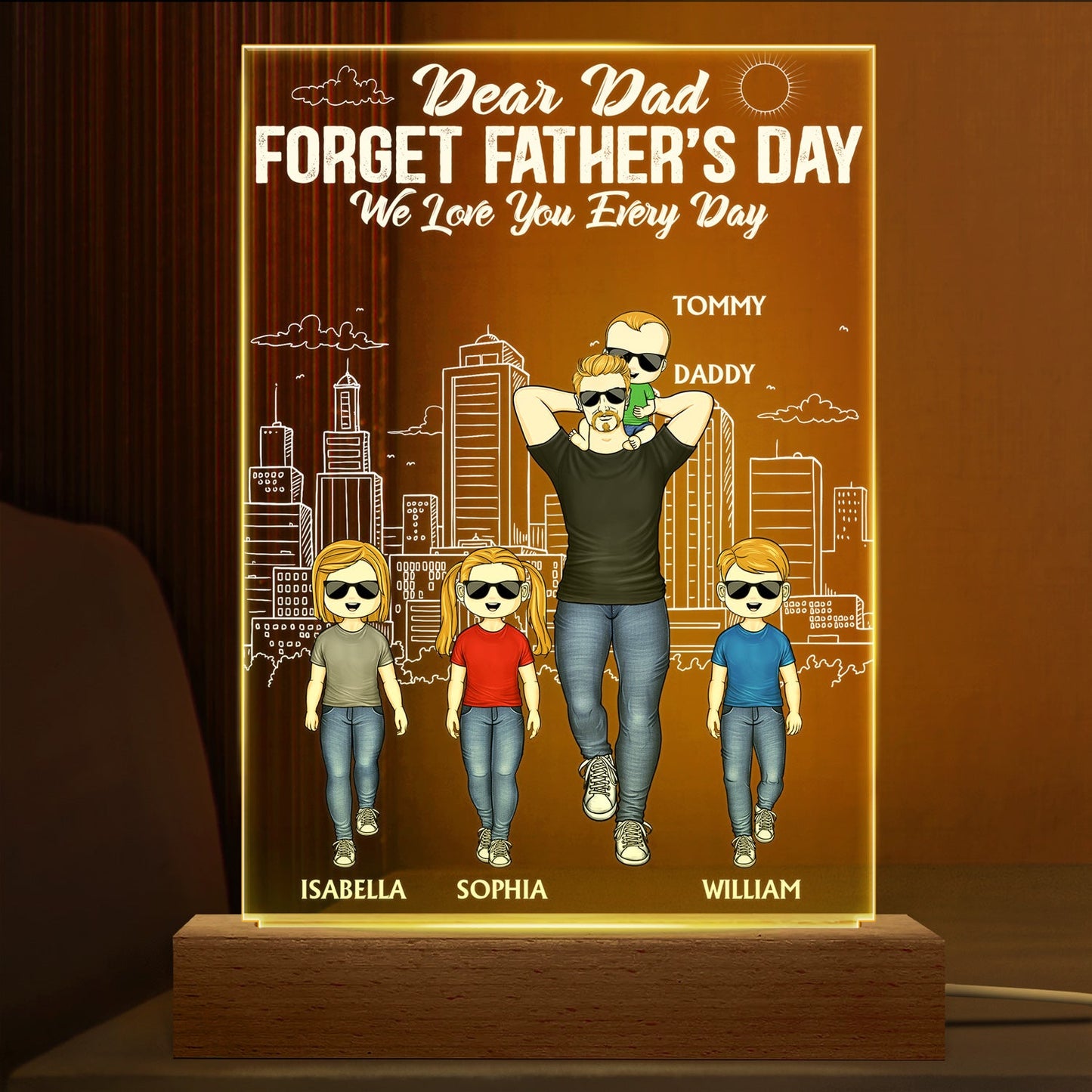Personalized "We Love You Every Day" Dad & Family 3D LED Light Keepsake