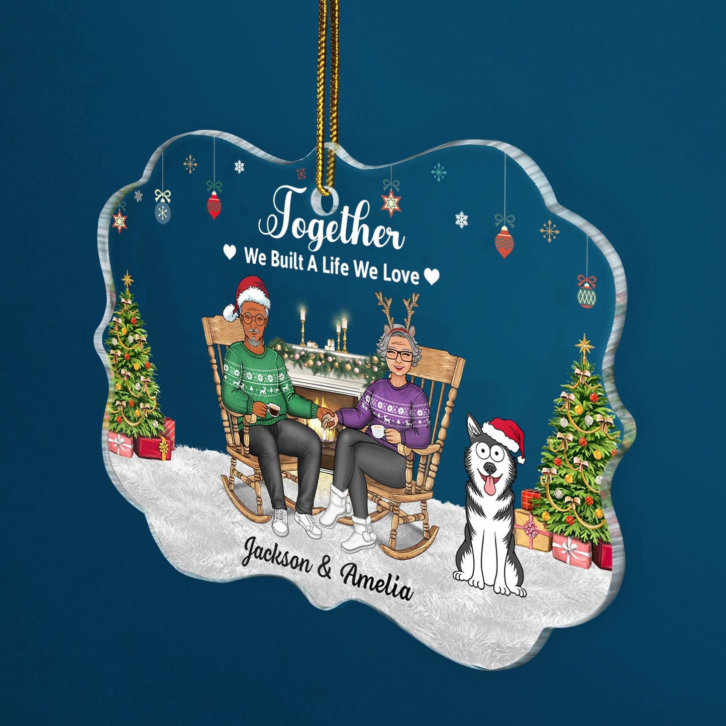 Personalized Christmas Ornament for Couples & Dog Lovers - 'This Is Us'