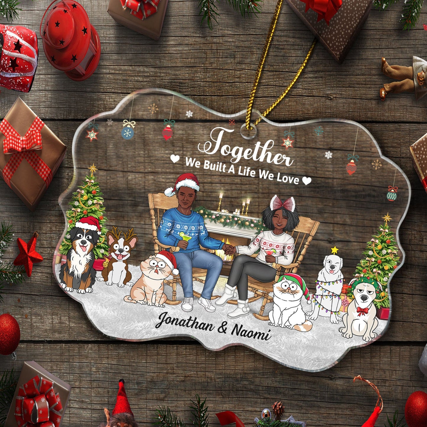 Personalized Christmas Ornament for Couples & Dog Lovers - 'This Is Us'