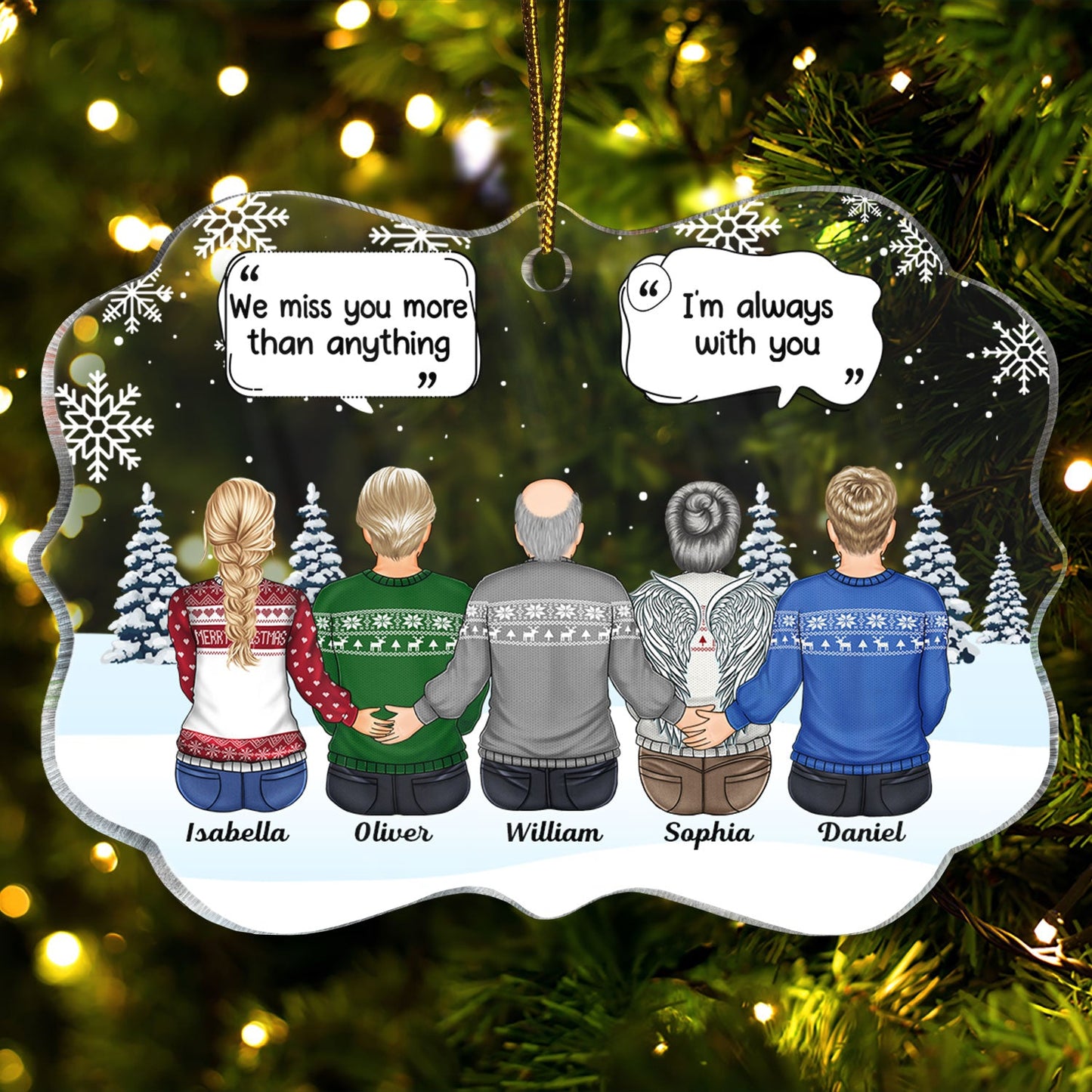 Personalized Christmas Memorial For Loved One Ornament for Family - "We Miss You" Keepsake