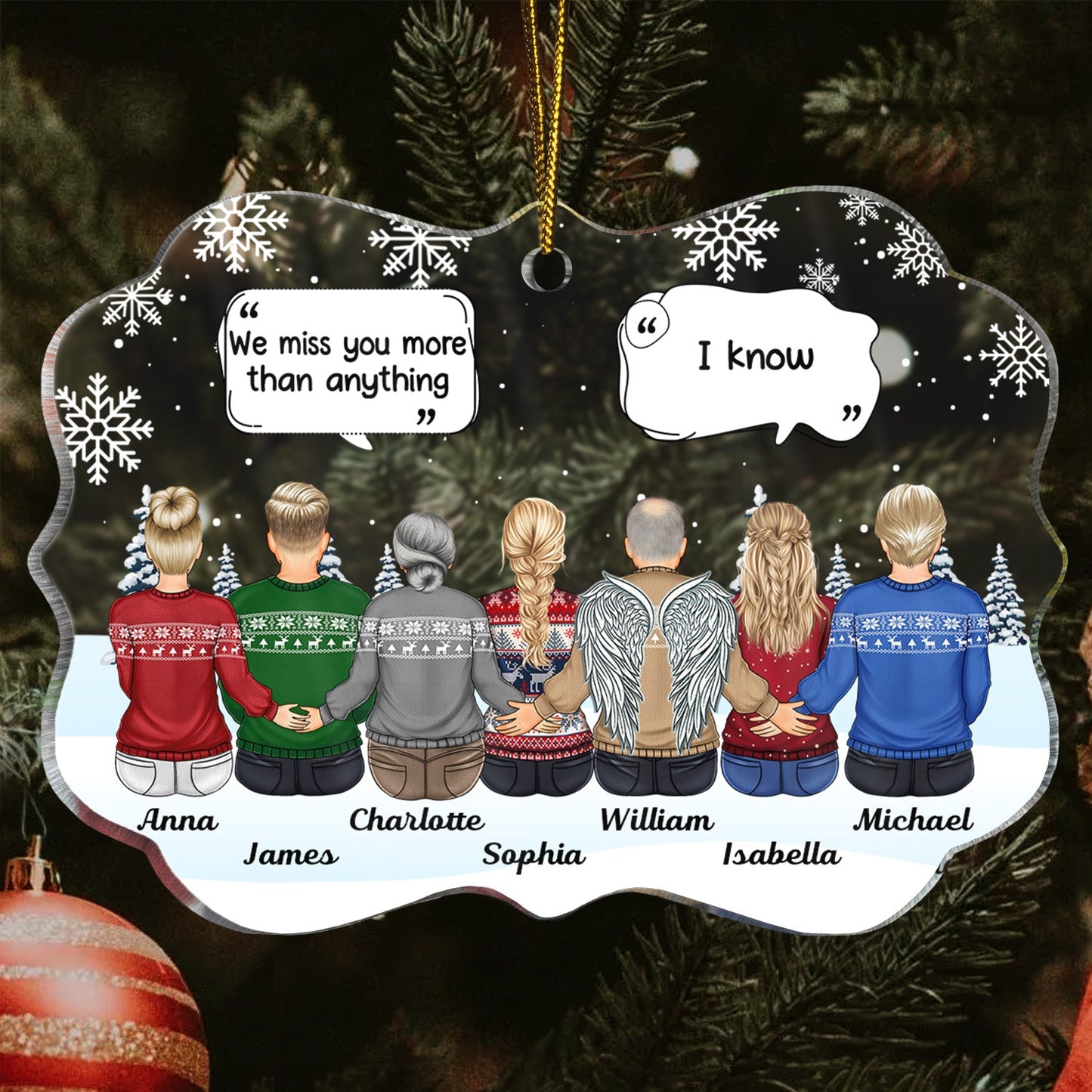 Personalized Christmas Memorial For Loved One Ornament for Family - "We Miss You" Keepsake