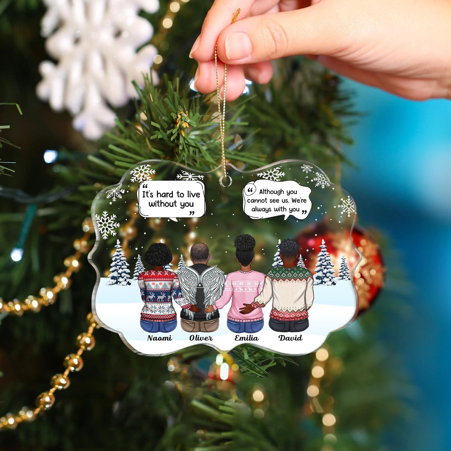 Personalized Christmas Memorial For Loved One Ornament for Family - "We Miss You" Keepsake