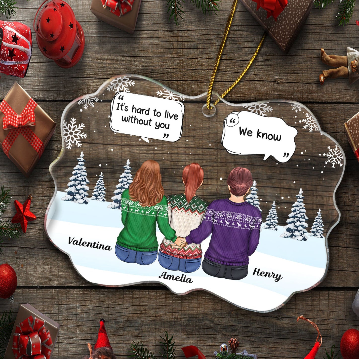 Personalized Christmas Memorial For Loved One Ornament for Family - "We Miss You" Keepsake