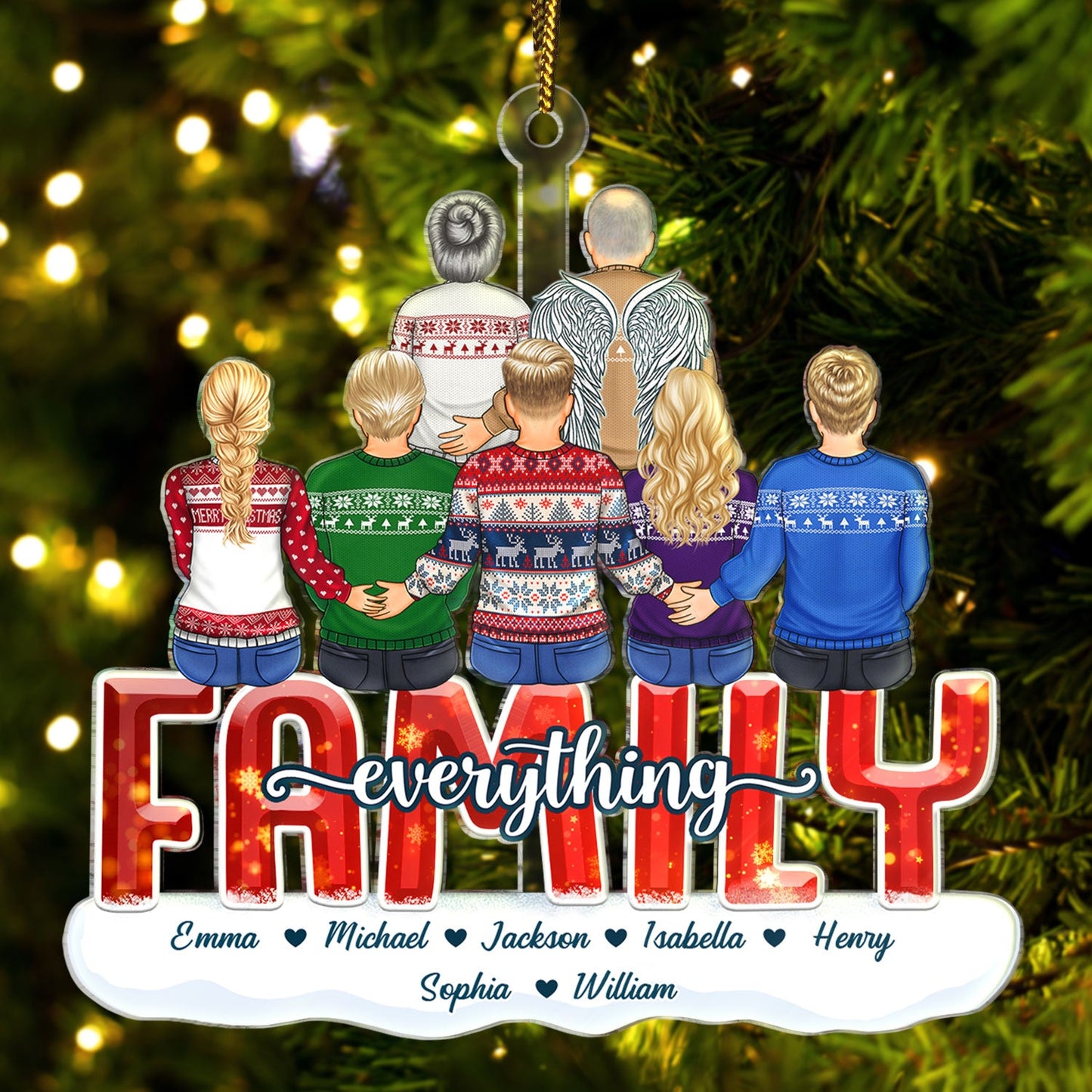 Personalized "Family Everything Forever" Memorial For Loved One Christmas Ornament