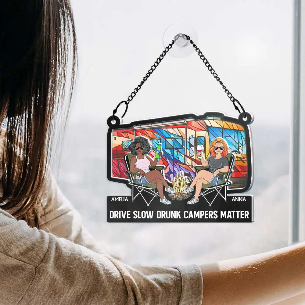 Custom Camping Suncatcher for Husband & Wife: "Camping Partners For Life"