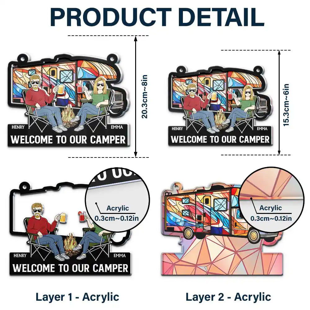 Custom Camping Suncatcher for Husband & Wife: "Camping Partners For Life"