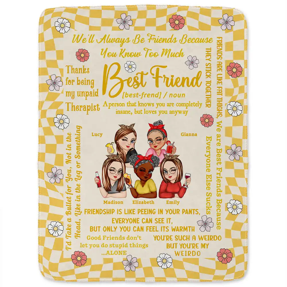 Personalized Best Friend Blanket: "You Know Too Much" Custom Gift