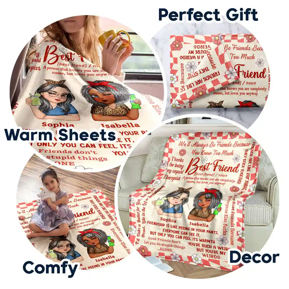 Personalized Best Friend Blanket: "You Know Too Much" Custom Gift