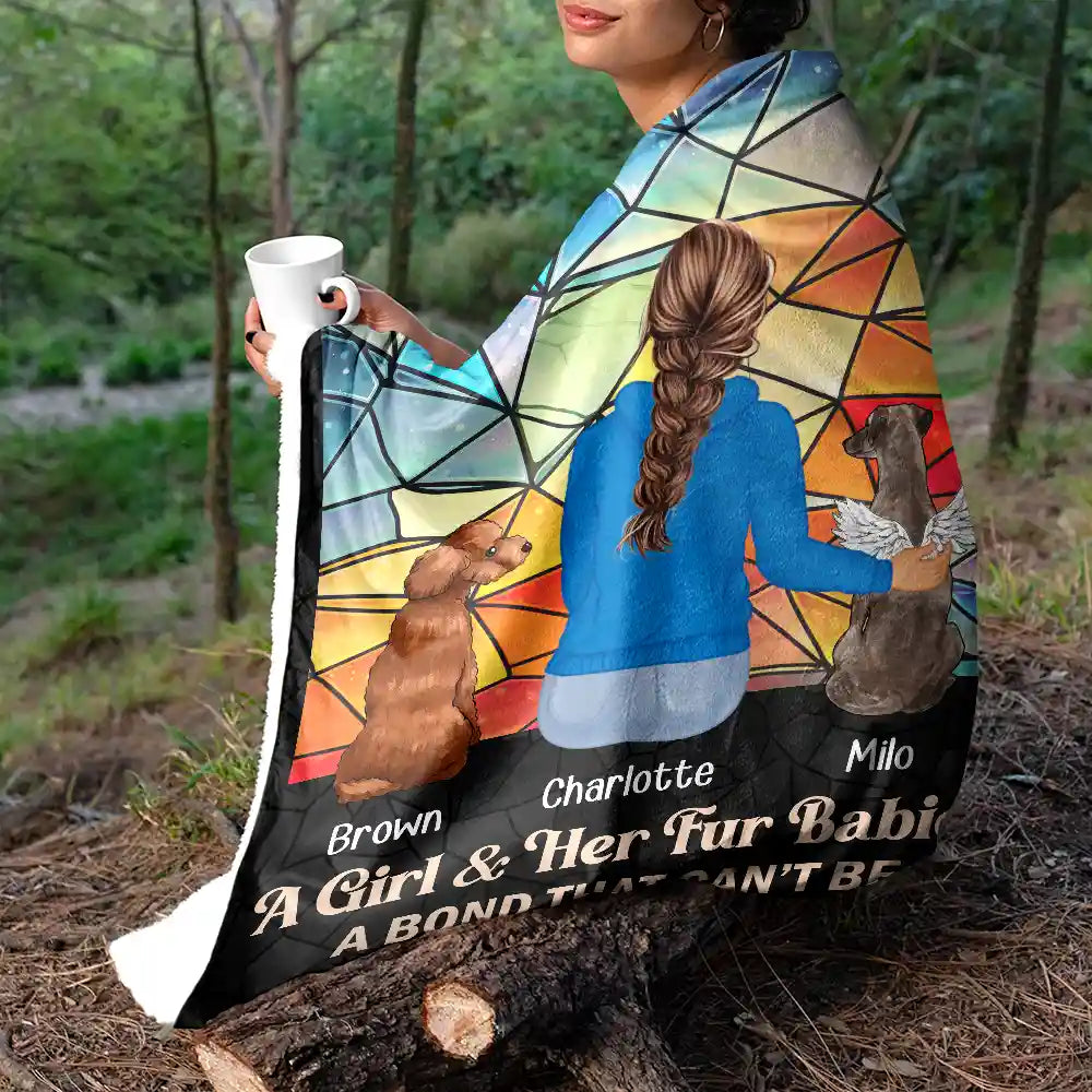 Dog Lovers,Cat Lovers,Pet Lovers,Dog Mom,Love - Flower Field A Girl And Her Dog And Cat - Personalized Fleece Blanket, Sherpa Blanket