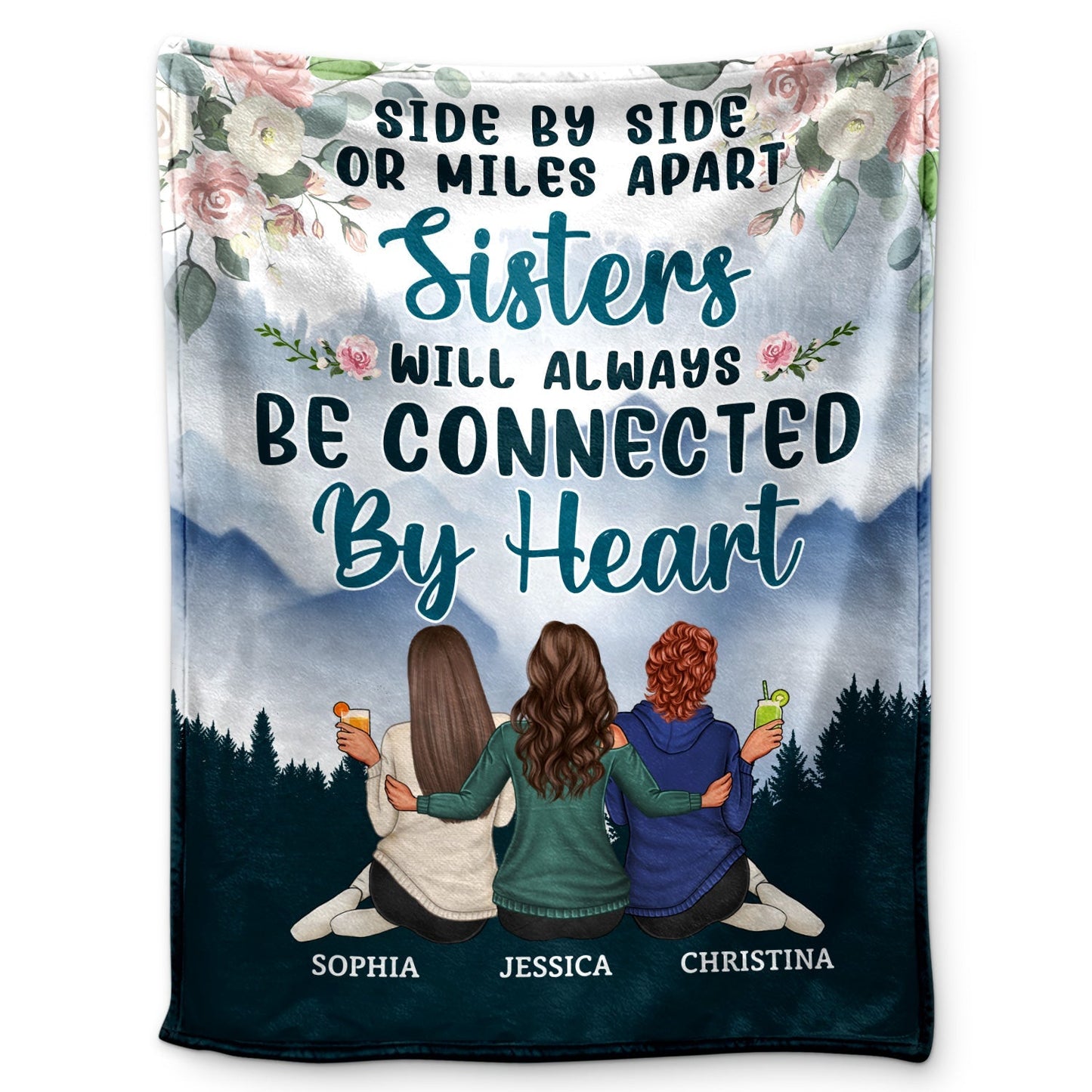 Side By Side Or Miles Apart - Personalized Custom Blanket