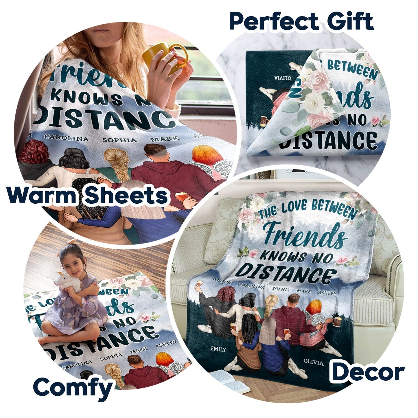 Personalized Sister Blanket: Side by Side or Miles Apart, Connected by Heart