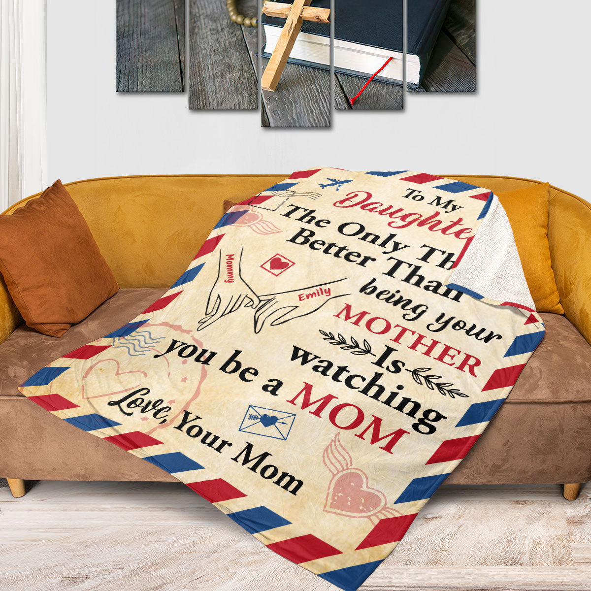 Custom 'Watching You Be A Mom' Blanket for Daughter from Mom