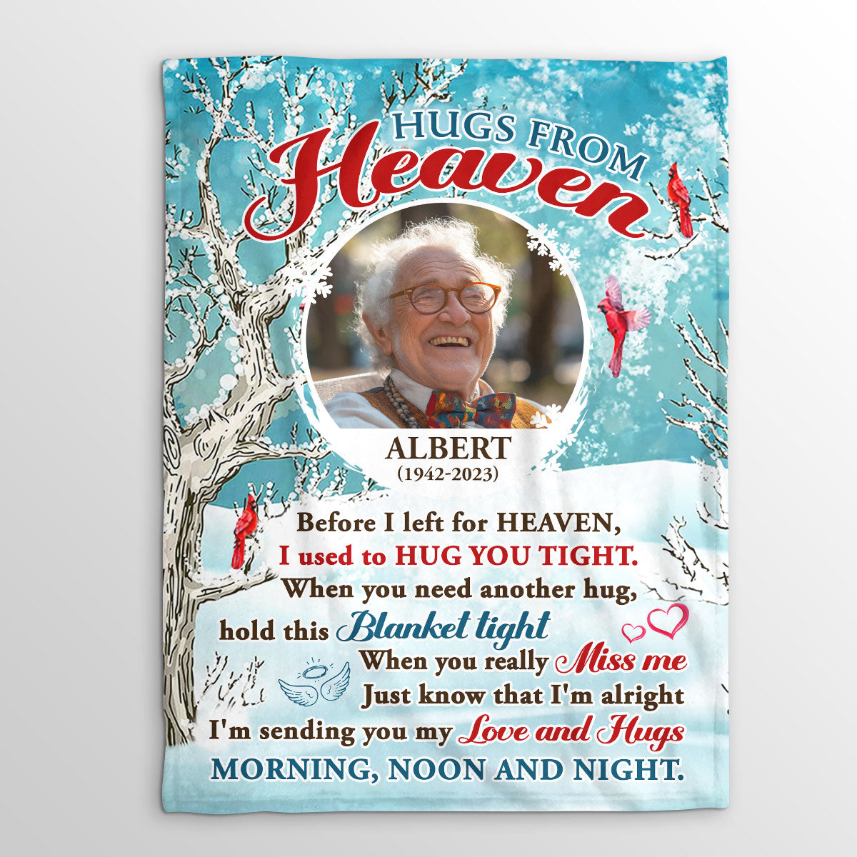 Wrapped in a Hug From Heaven - Personalized Memorial Blanket