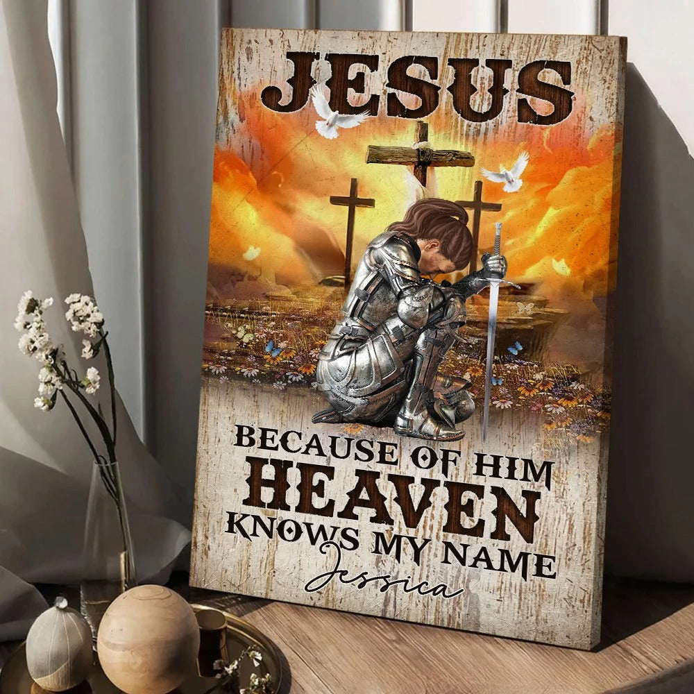 Customizable Christian Canvas / Poster: 'Heaven Knows My Name' Warrior Print