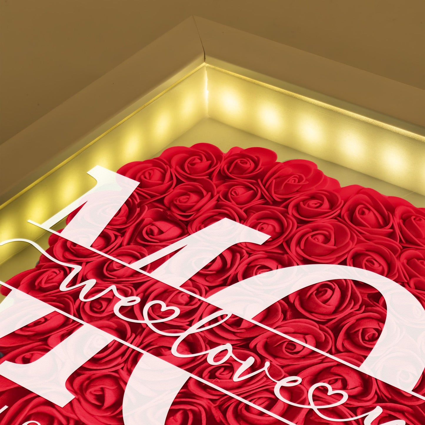 Heartfelt 'We Love You Mom' Personalized LED Flower Shadow Box